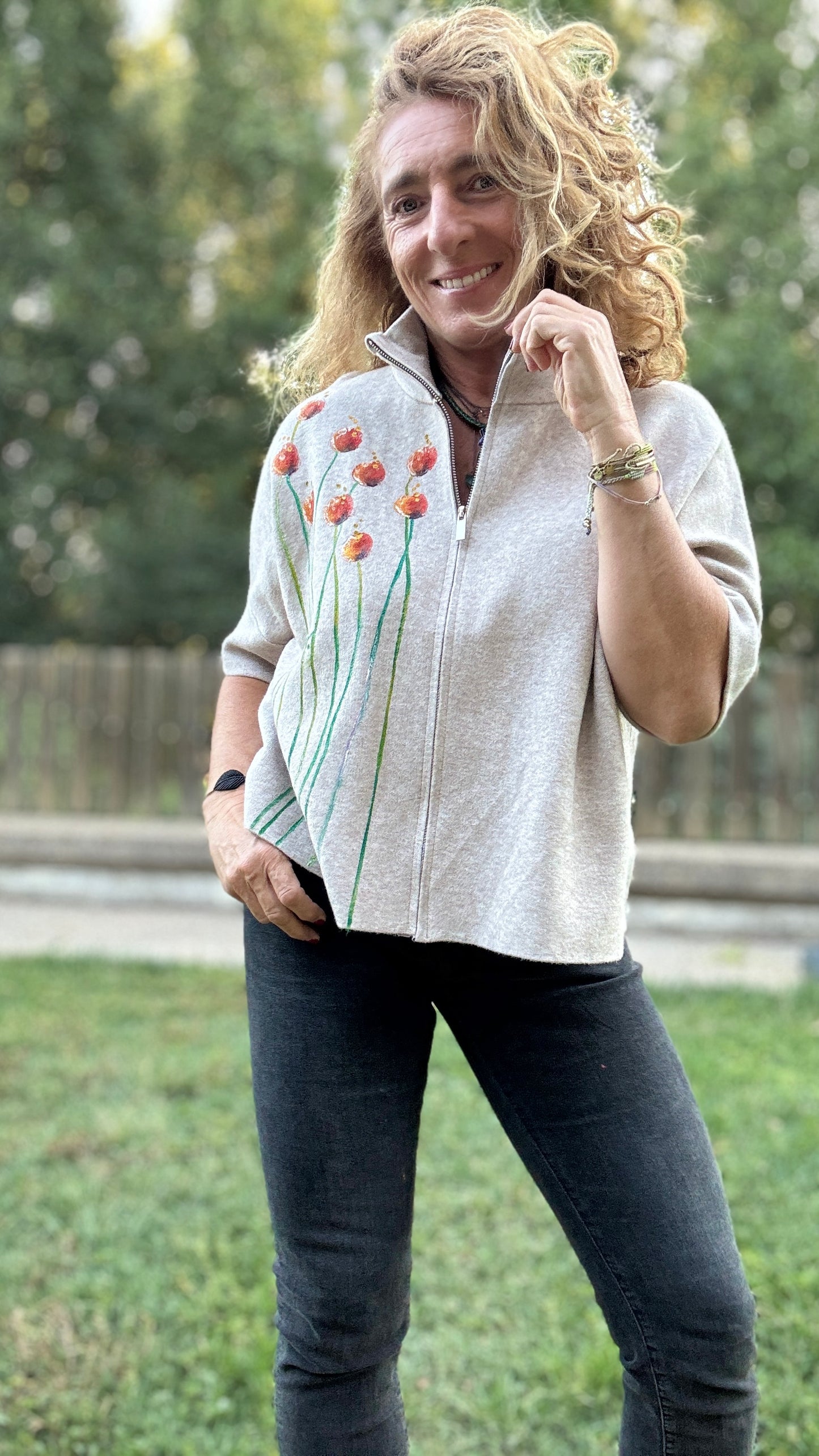 Chaqueta cremallera beige