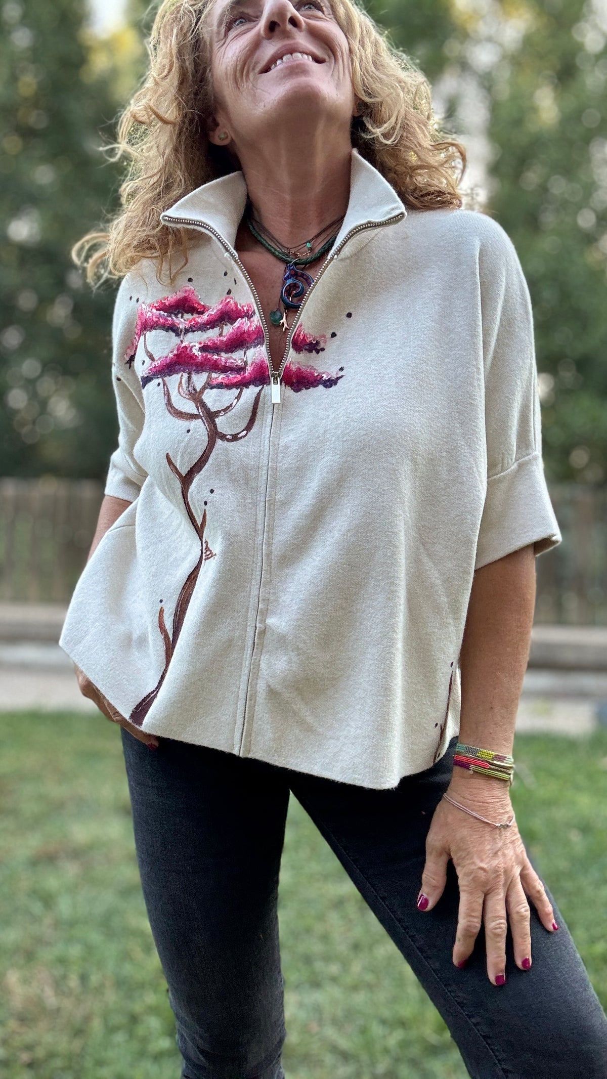 Chaqueta cremallera crudo