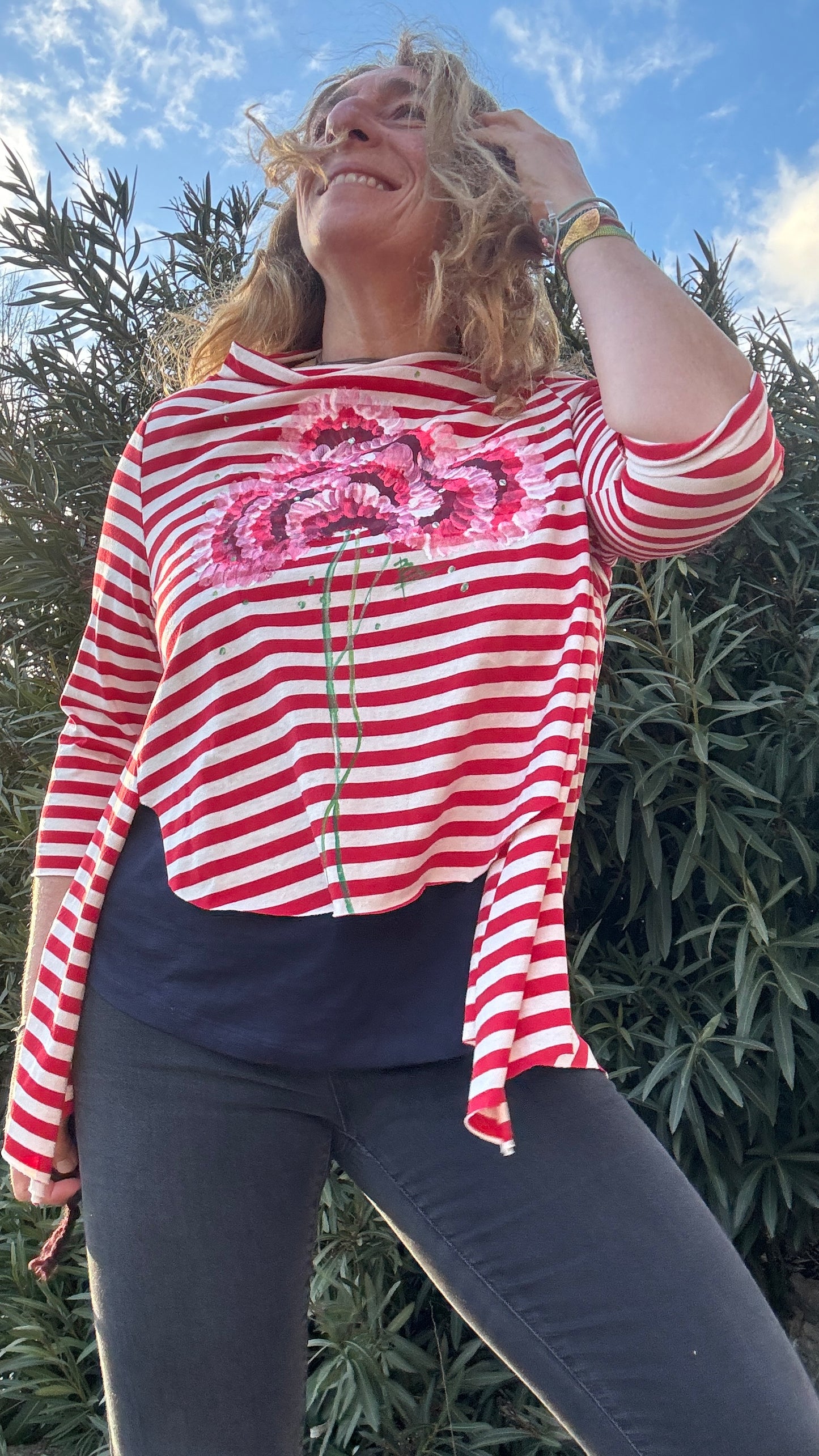 Camiseta raya roja