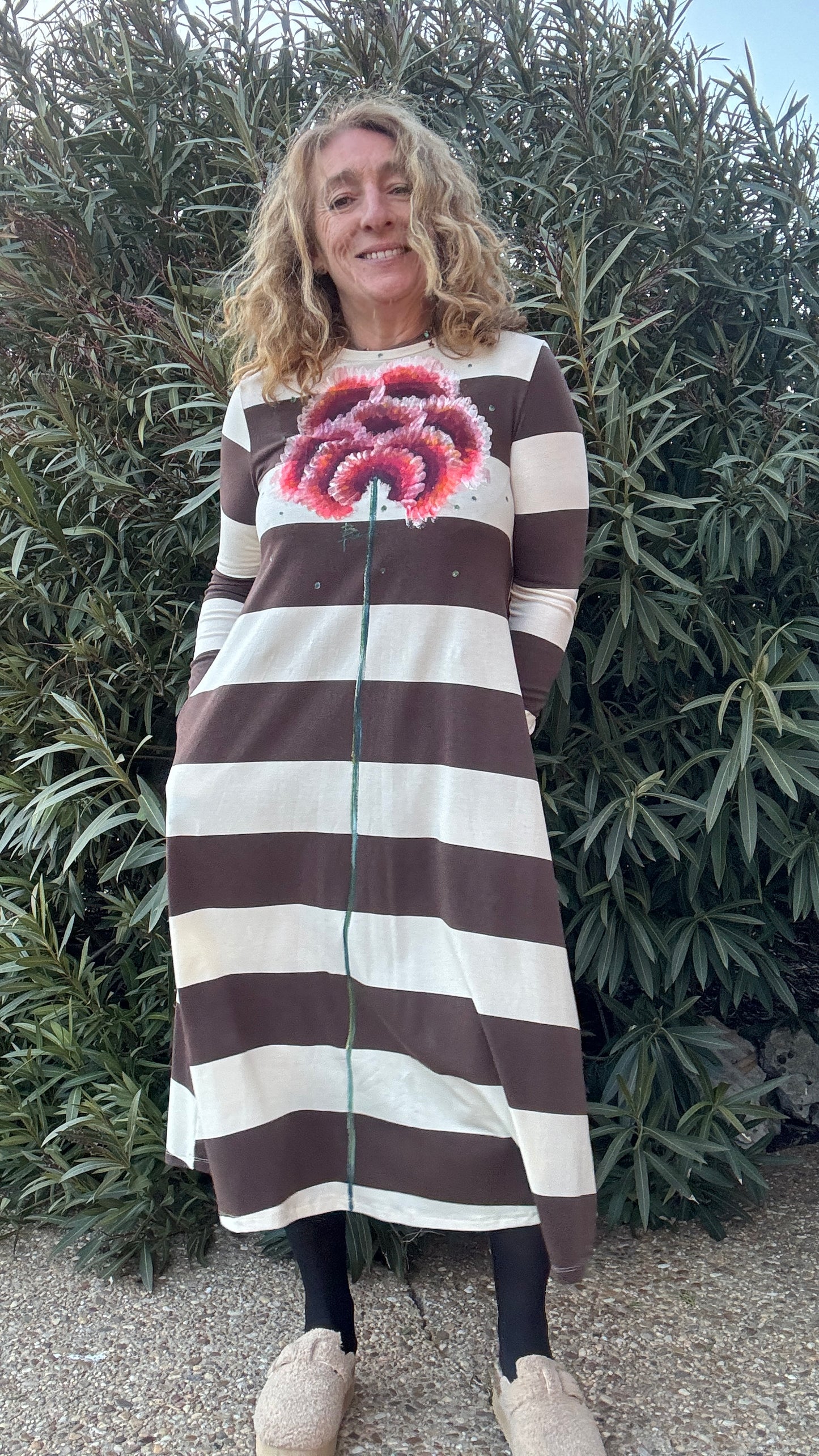 Vestido raya marrón