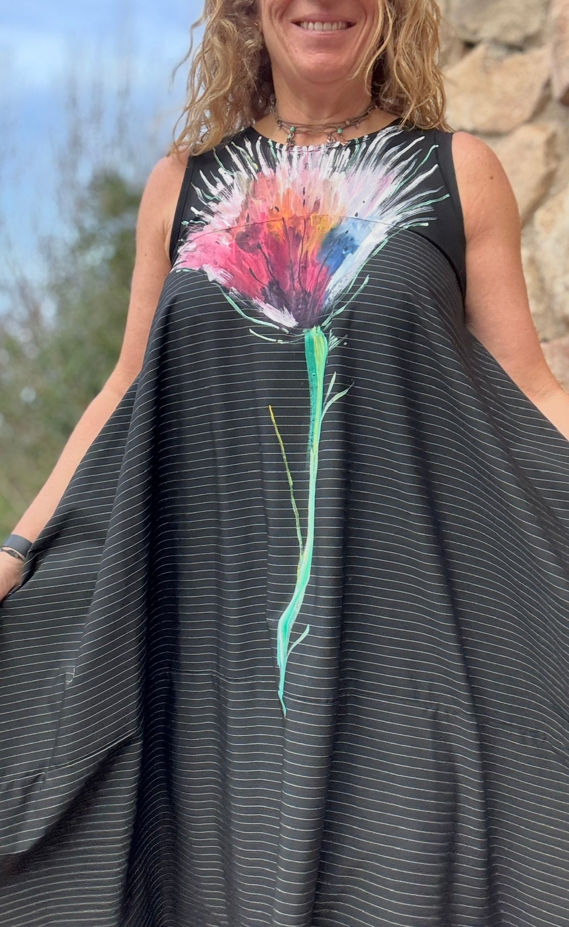 Vestido asimétrico raya negro