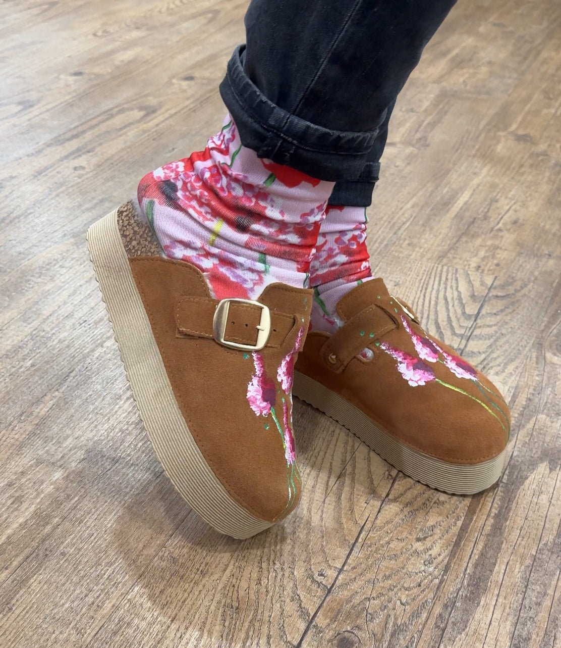 Zueco piel camel