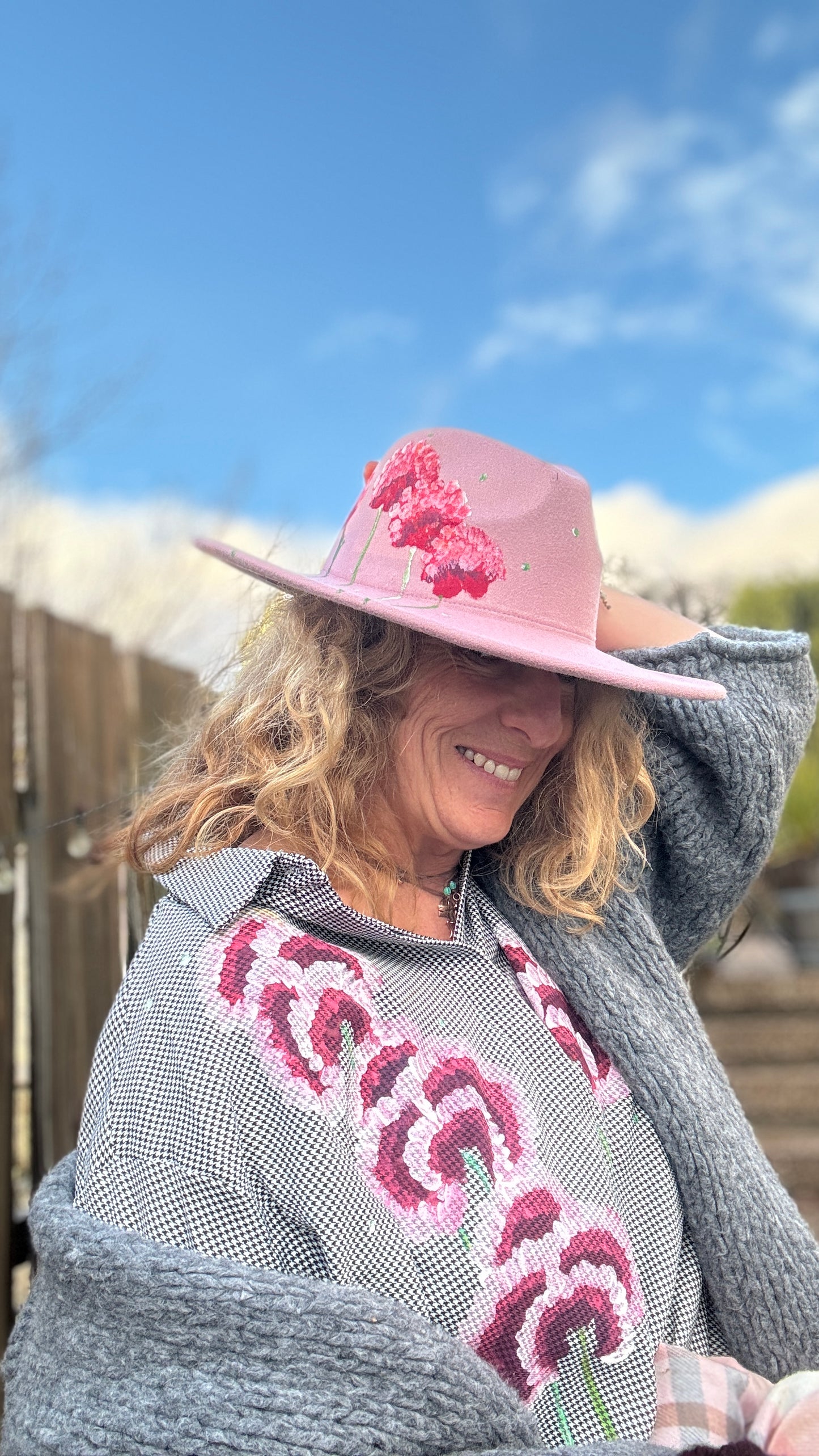 Sombrero, rígido, rosa