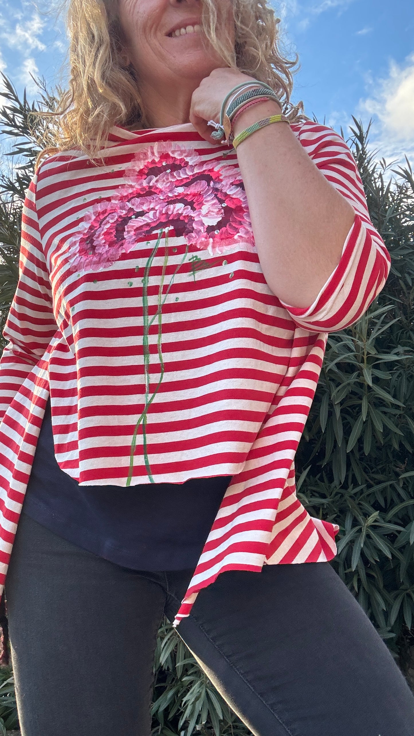 Camiseta raya roja