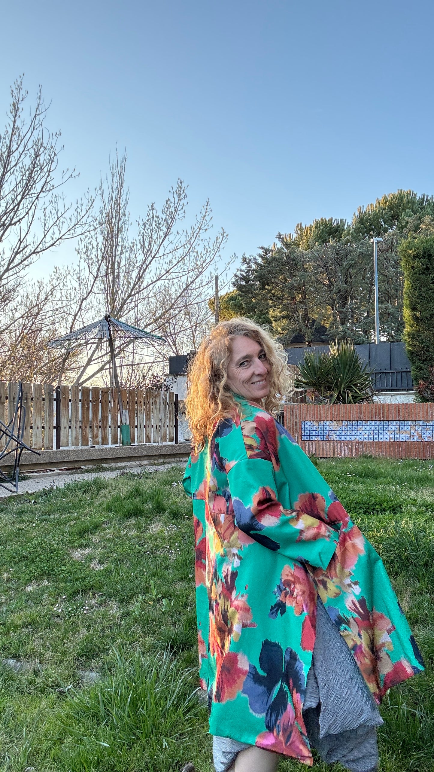 Chaqueta flores verde