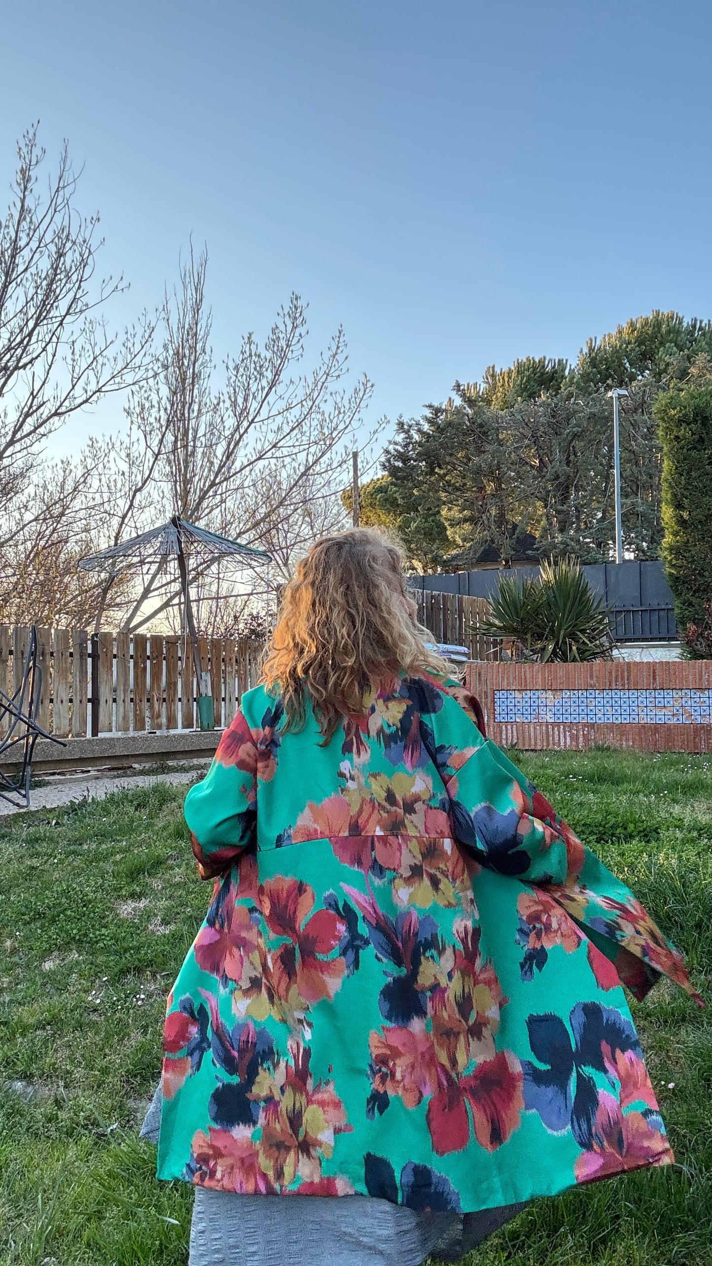 Chaqueta flores verde