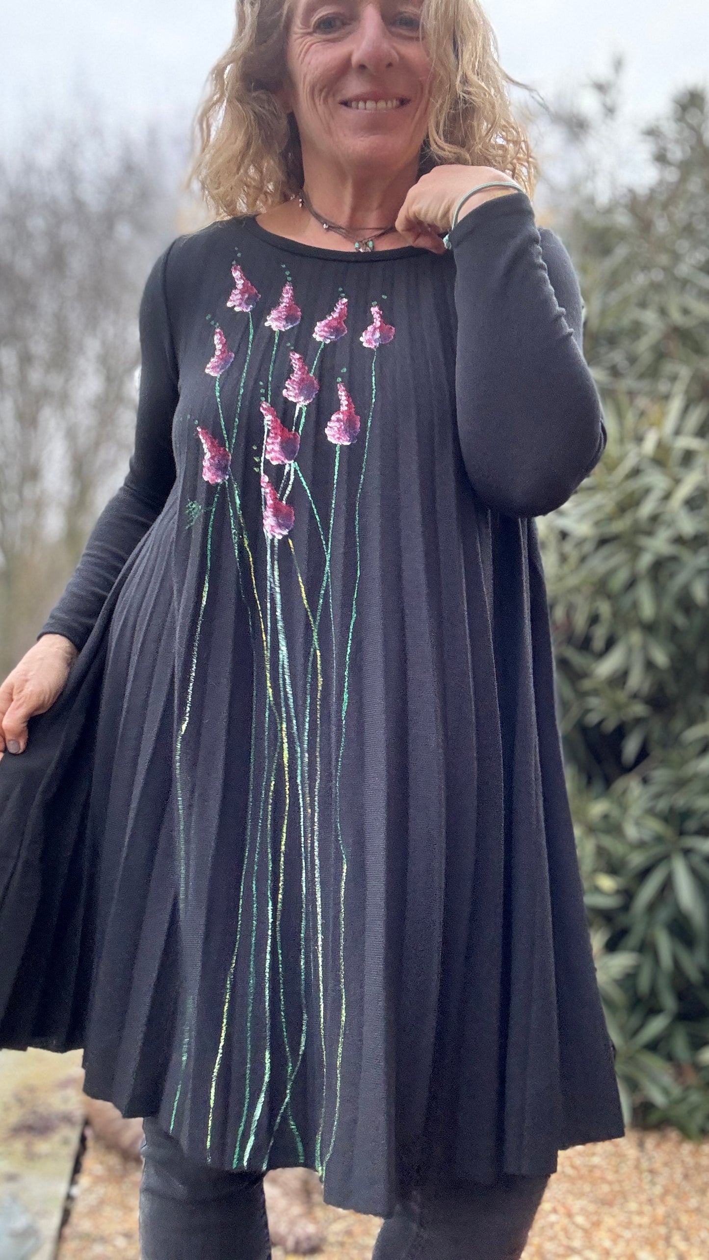 Vestido plisado negro