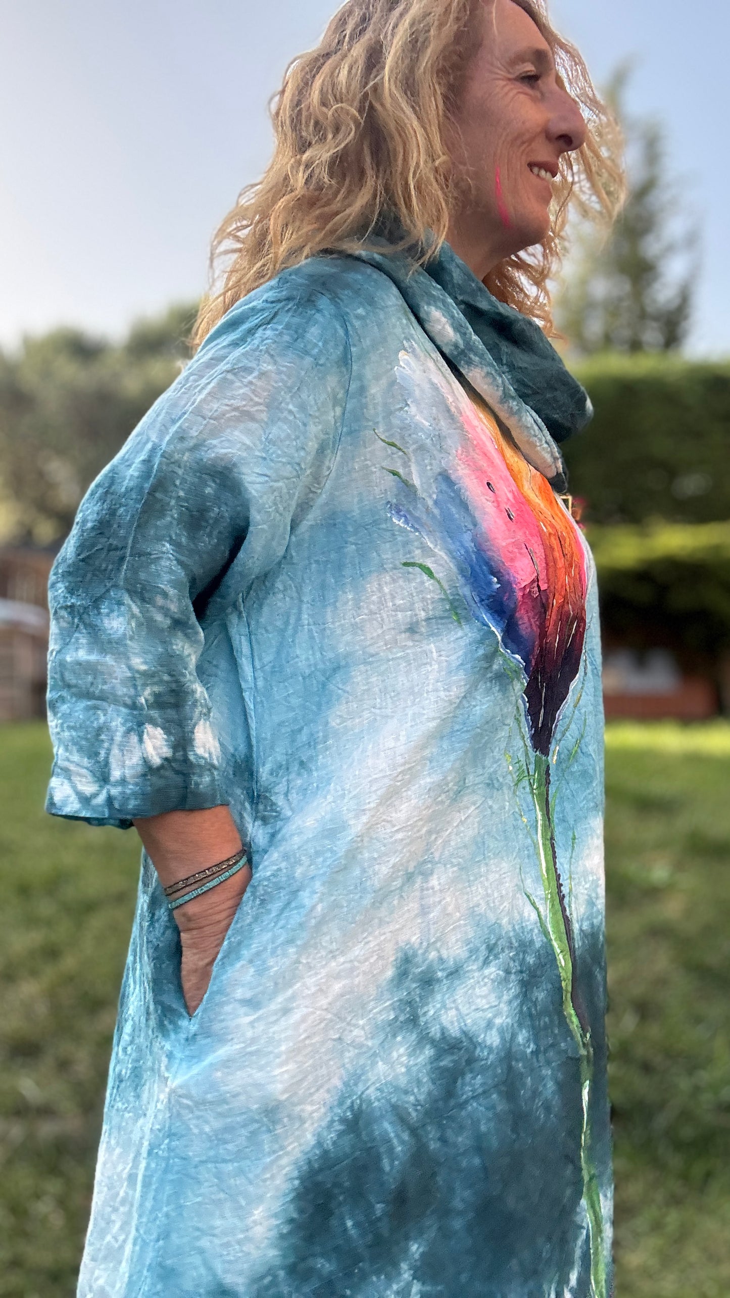 Vestido tie dye azul agua - petróleo