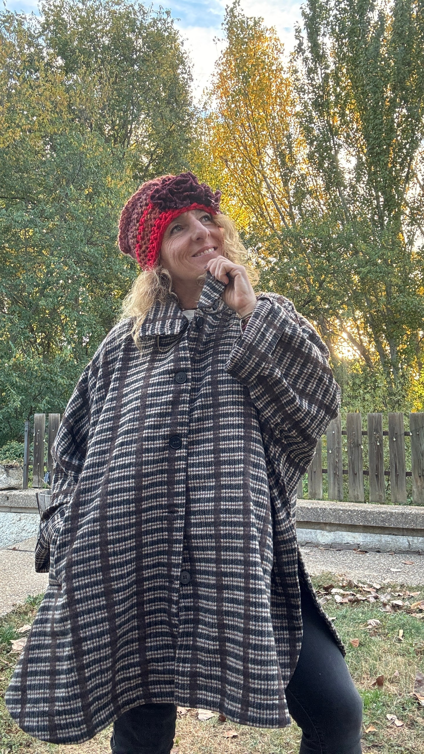 Abrigo oversize cuadros marrón