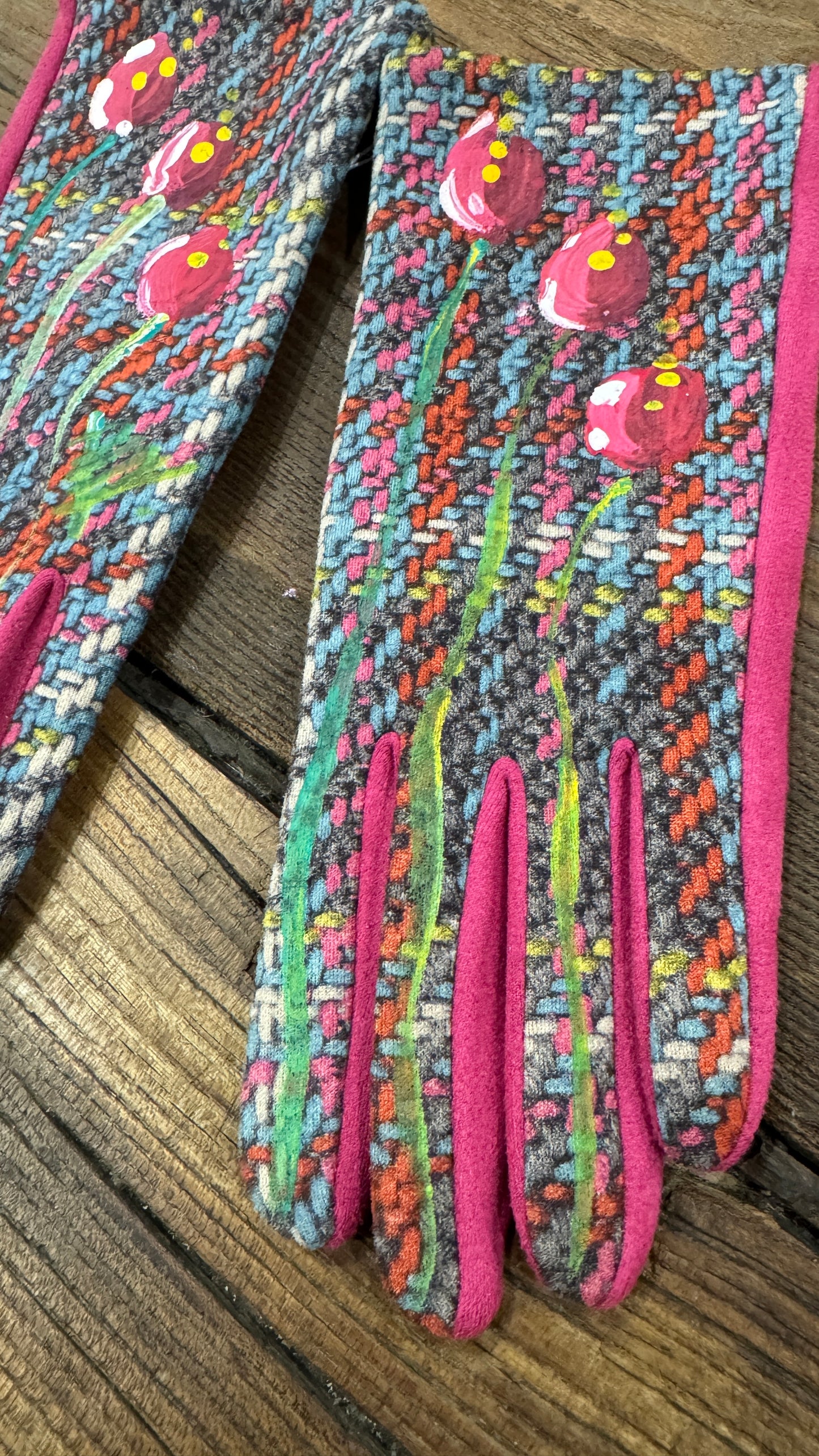 Guante tricot fuxia