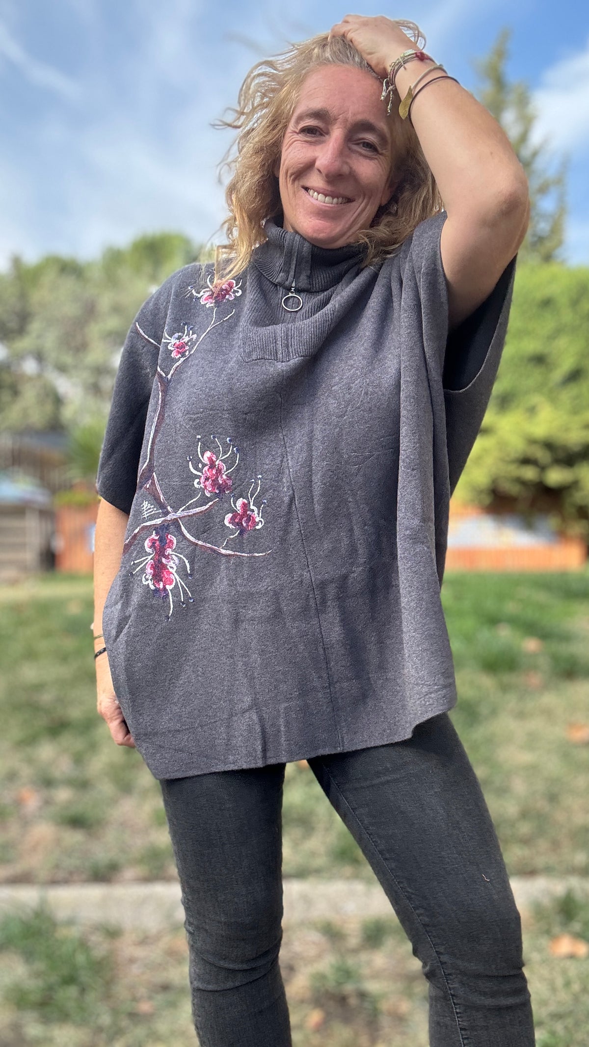 Jersey cuello cremallera gris oscuro