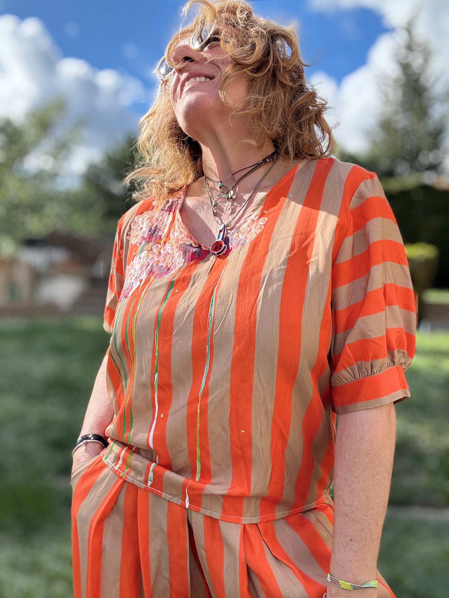 Conjunto rayas naranja