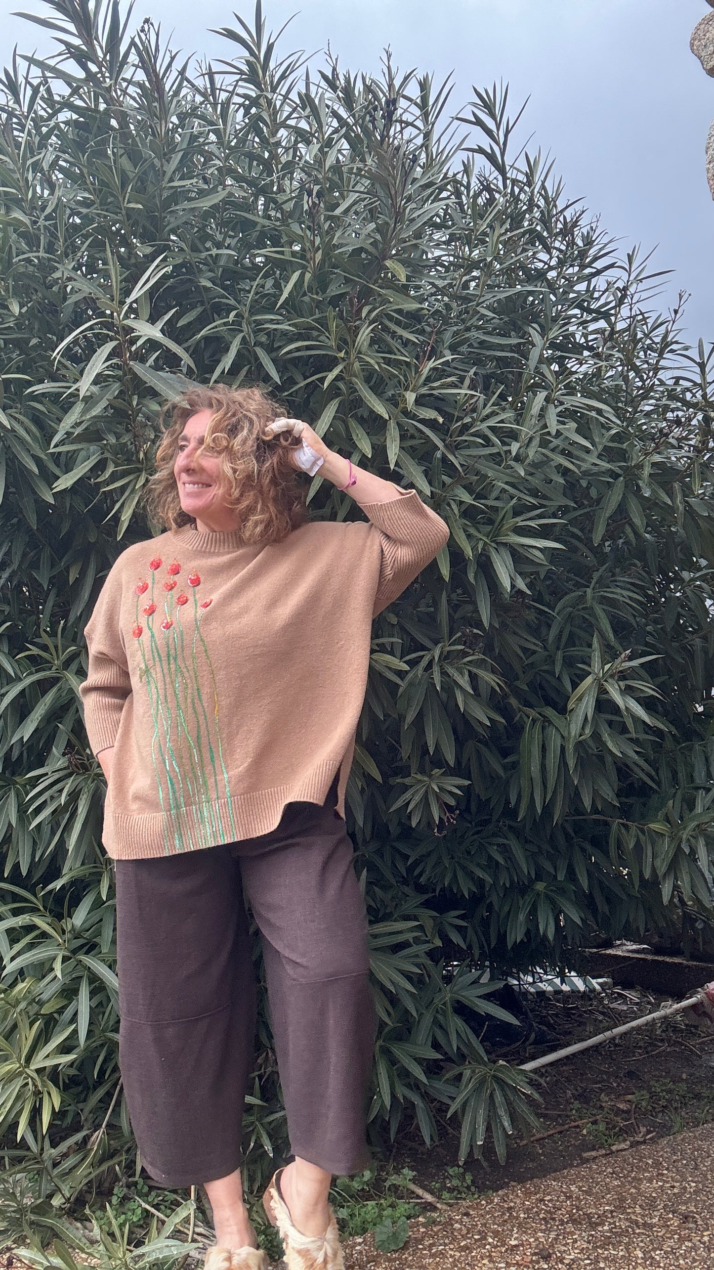 Jersey botones espalda camel