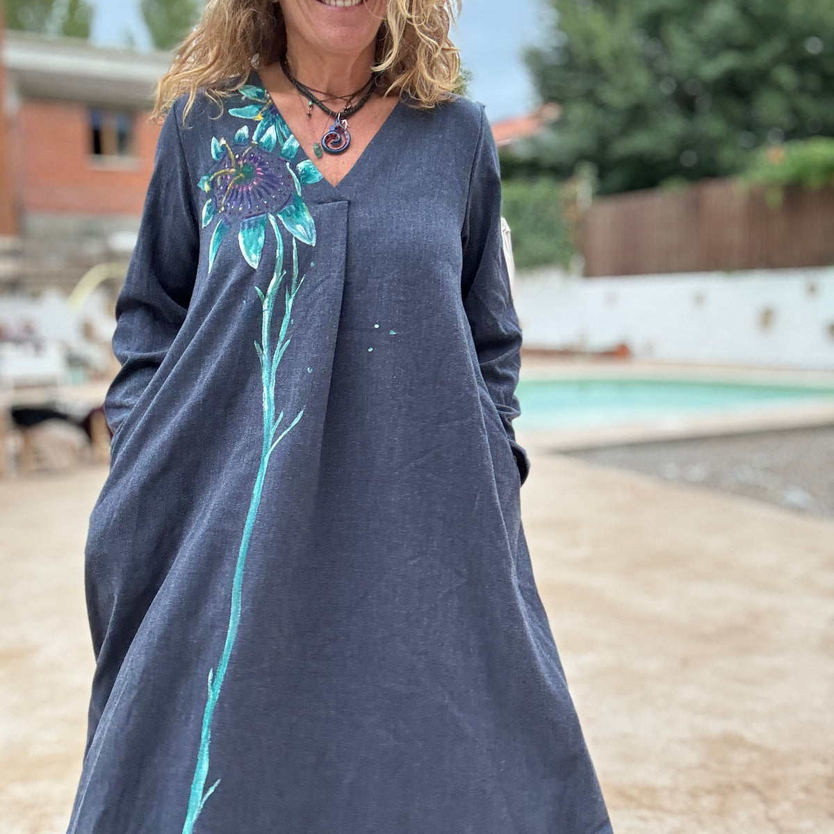 Vestido pico azul
