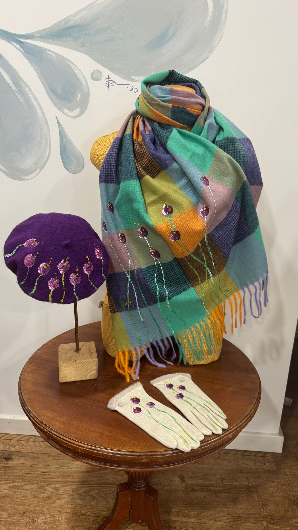 Bufanda cuadro multicolor morado