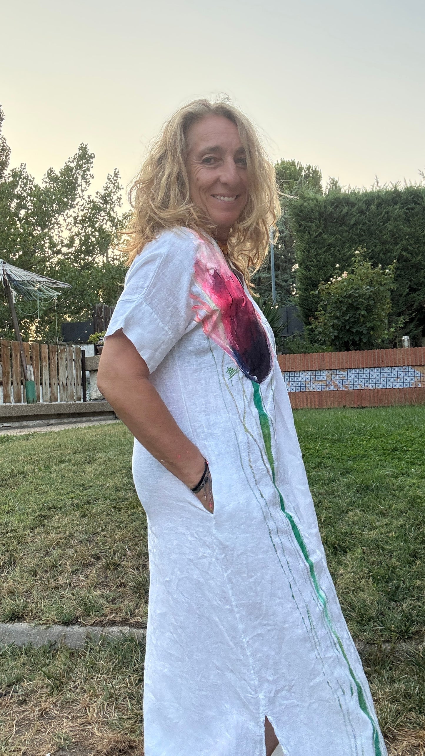 Vestido básico largo blanco