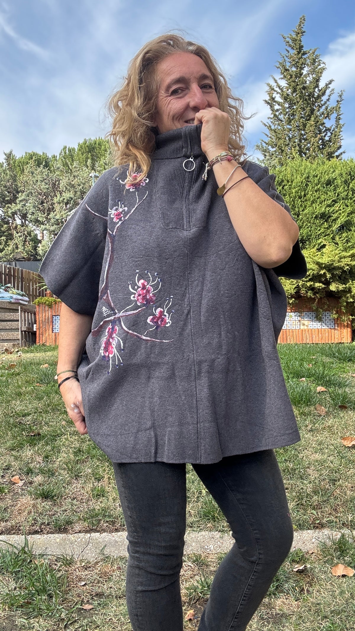 Jersey cuello cremallera gris oscuro