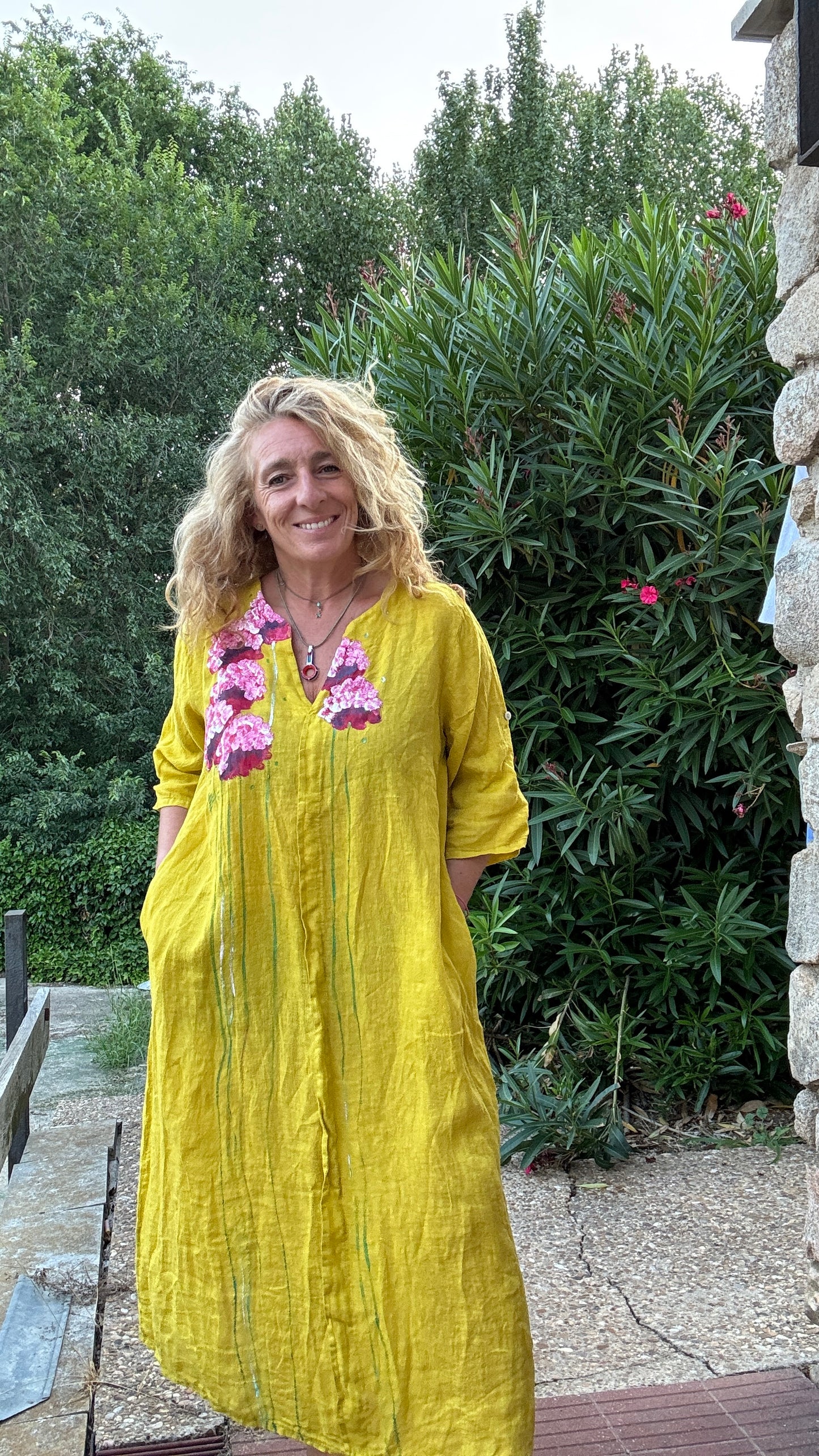 Vestido Kaftan mostaza