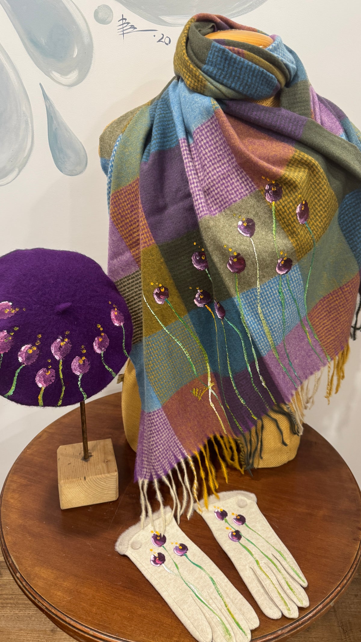 Bufanda cuadro multicolor morado