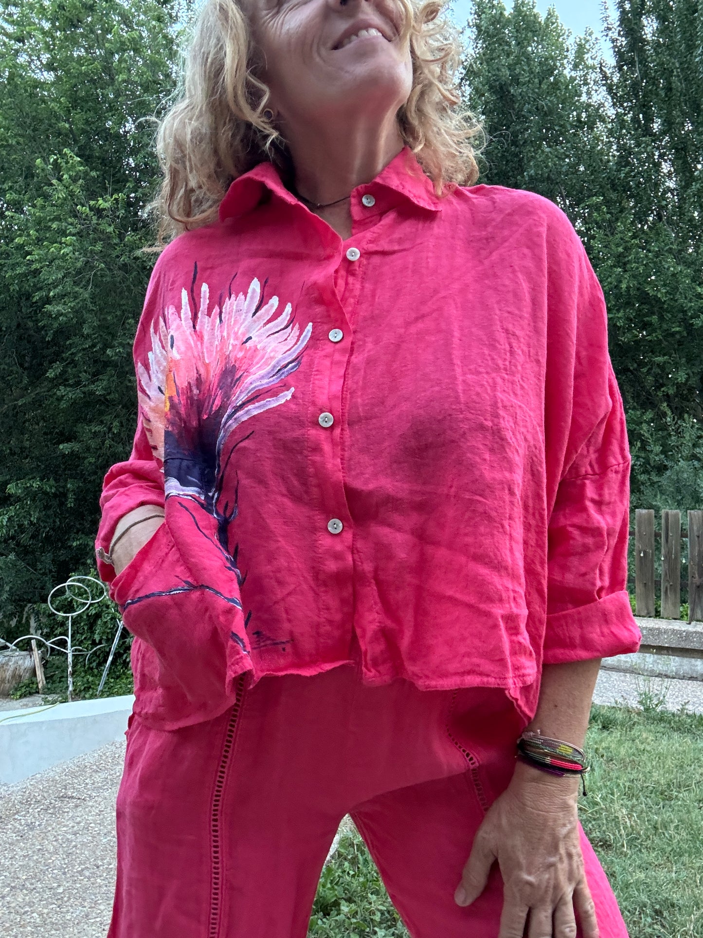 Conjunto lino  fuxia