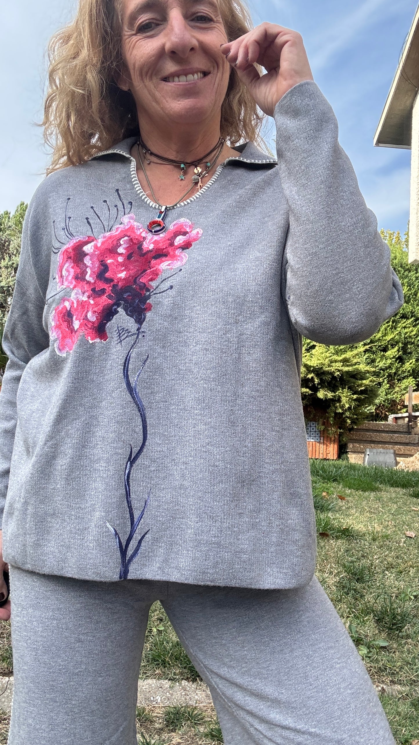 Conjunto pespunte , gris