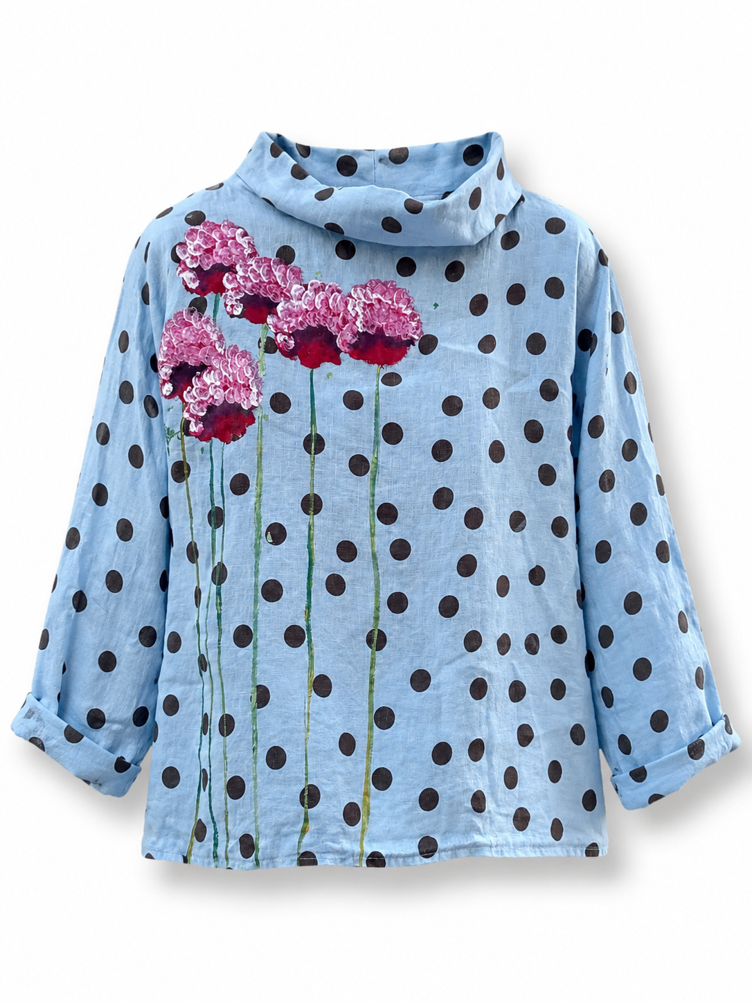 Blusa barco lunares celeste