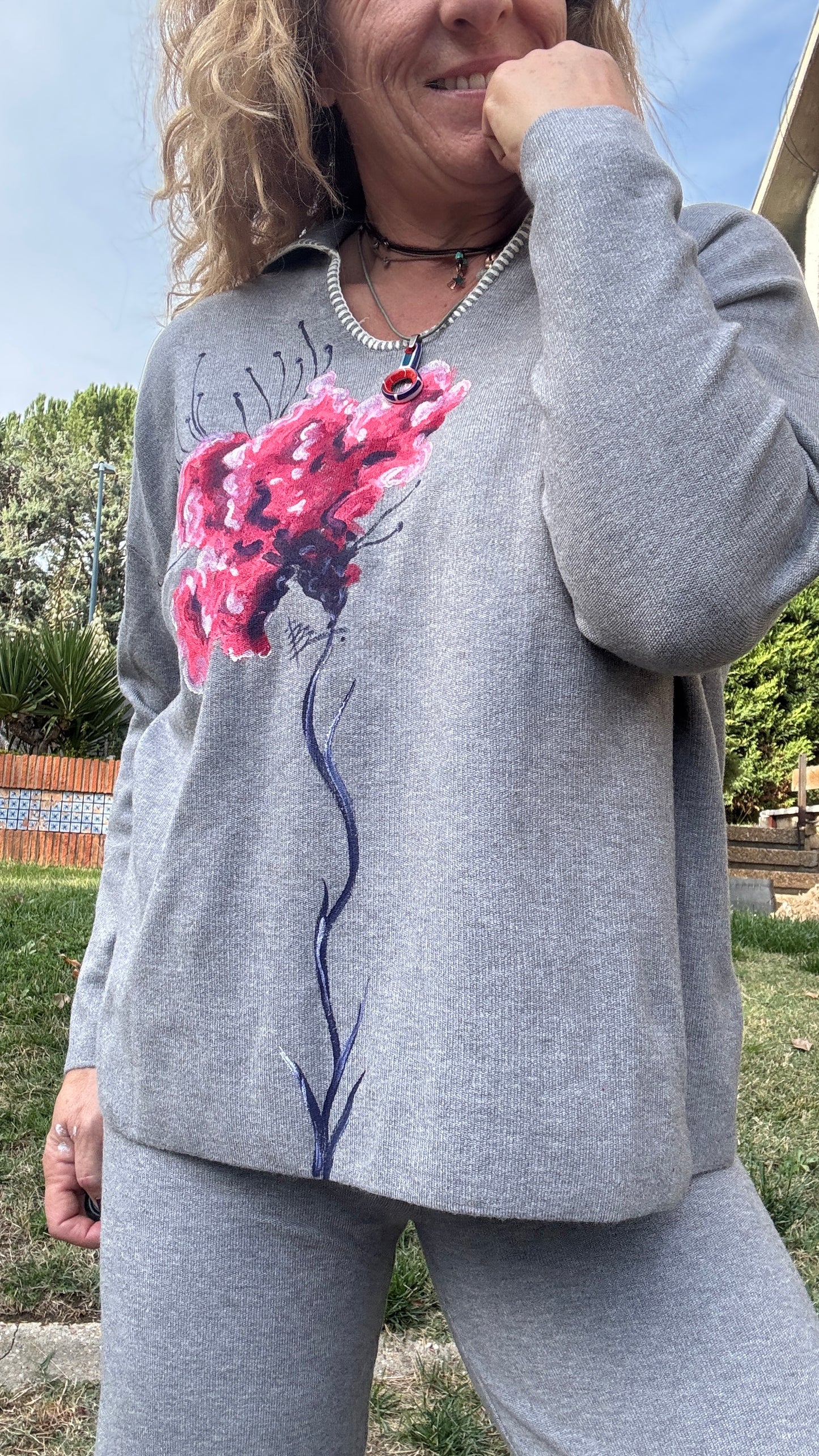 Conjunto pespunte , gris