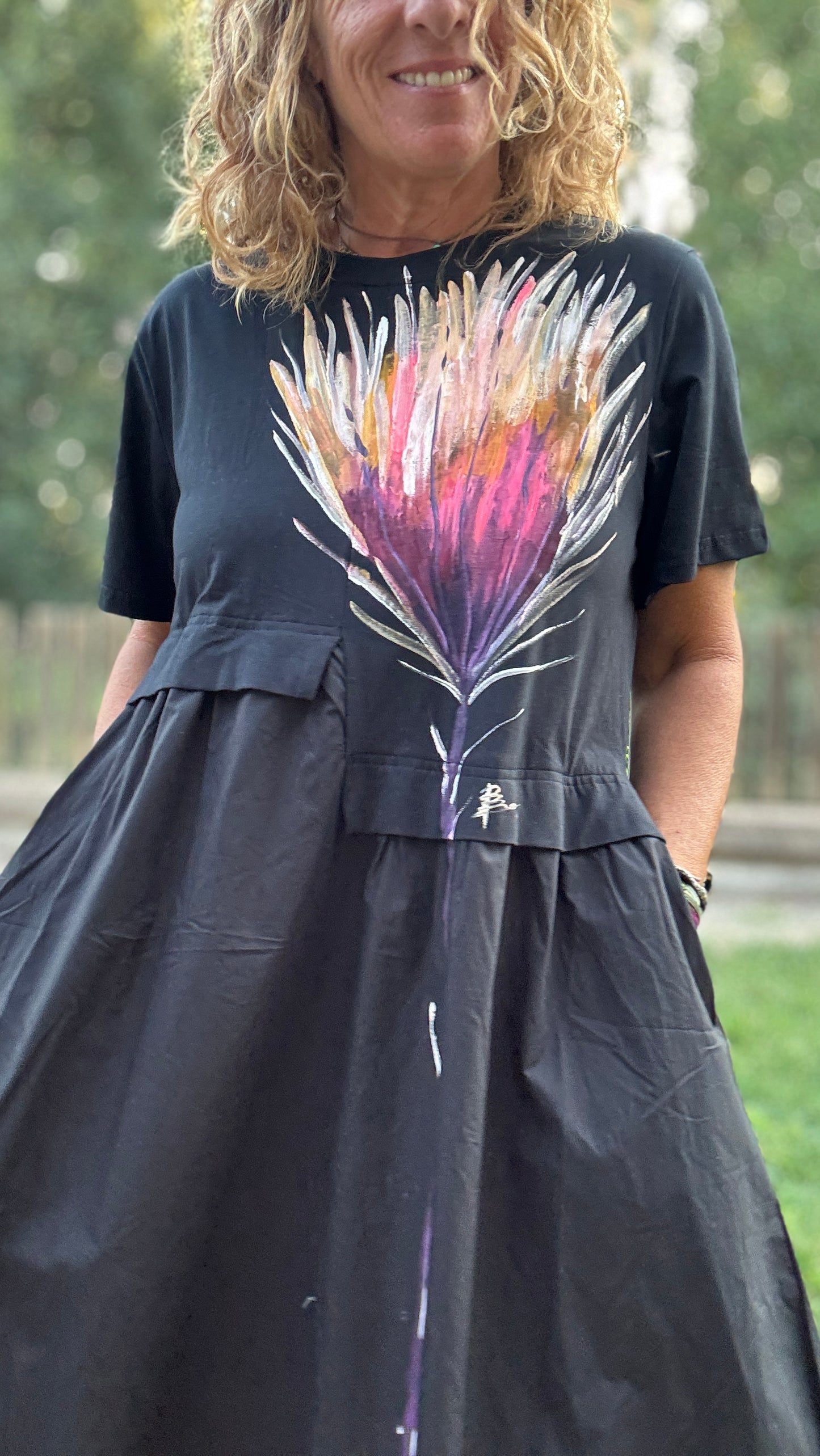 Vestido mixto negro