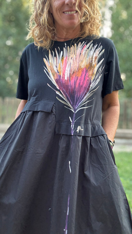 Vestido mixto negro