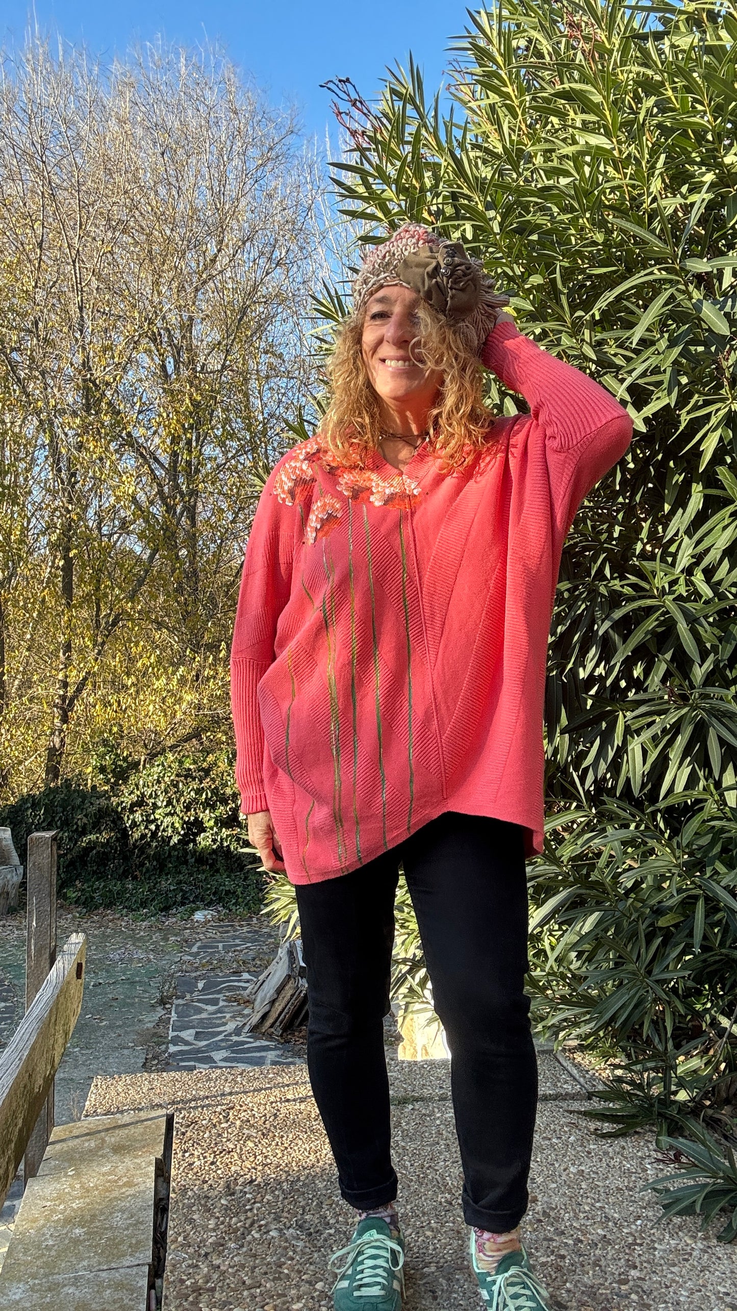 Jersey cuello pico coral