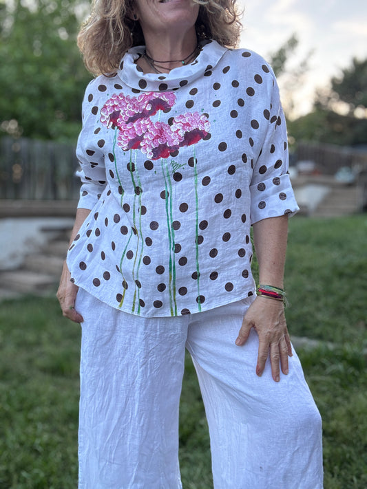 Blusa barco lunares blanco