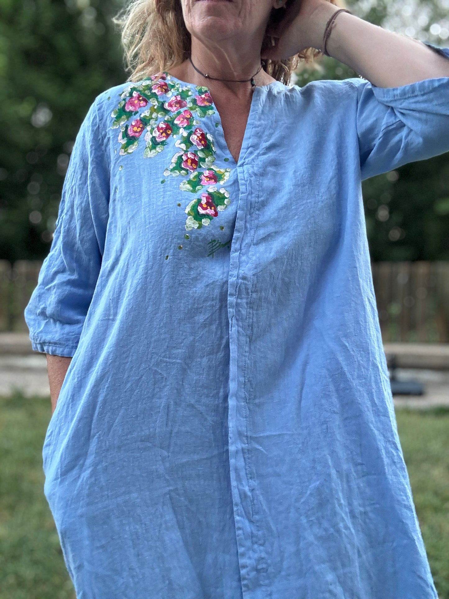 Vestido Kaftan lino azul