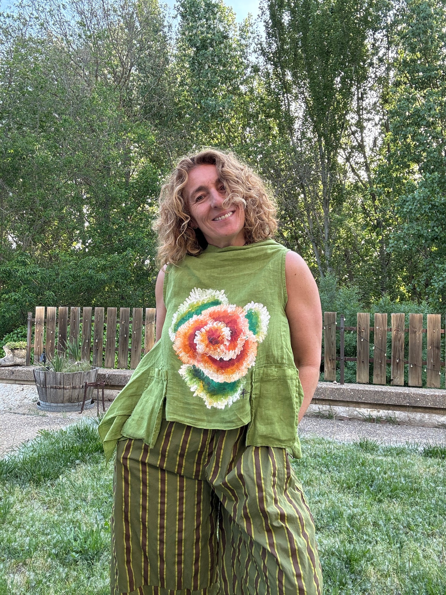 Chaleco lino verde
