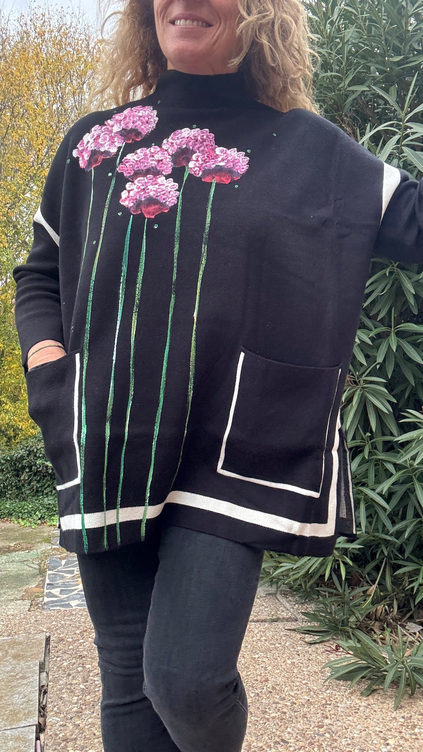 Jersey negro raya crudo