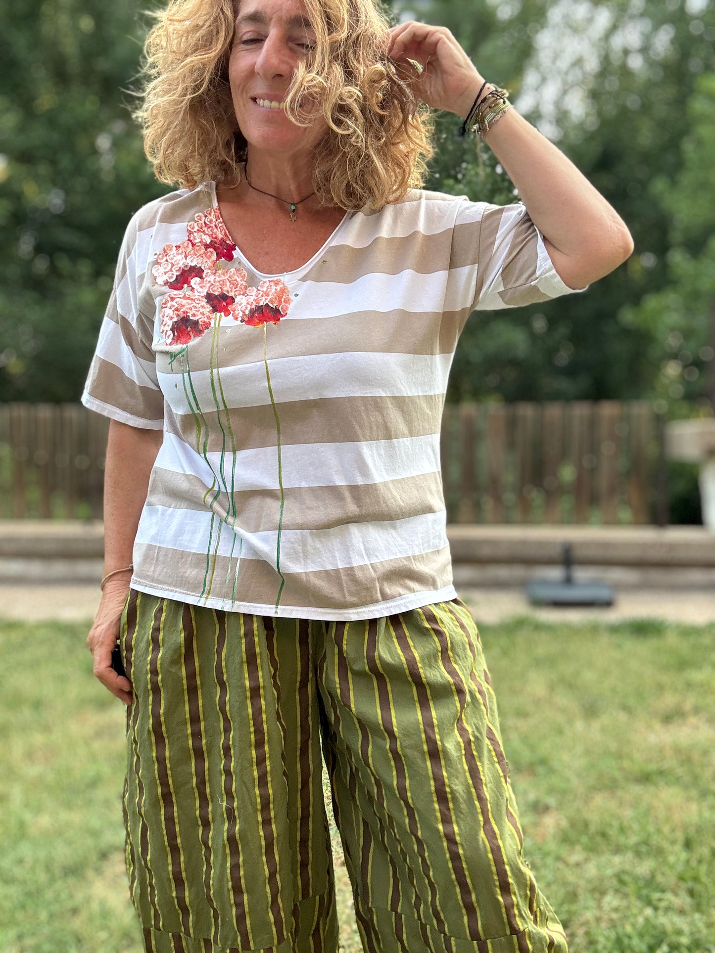 Camiseta raya beige