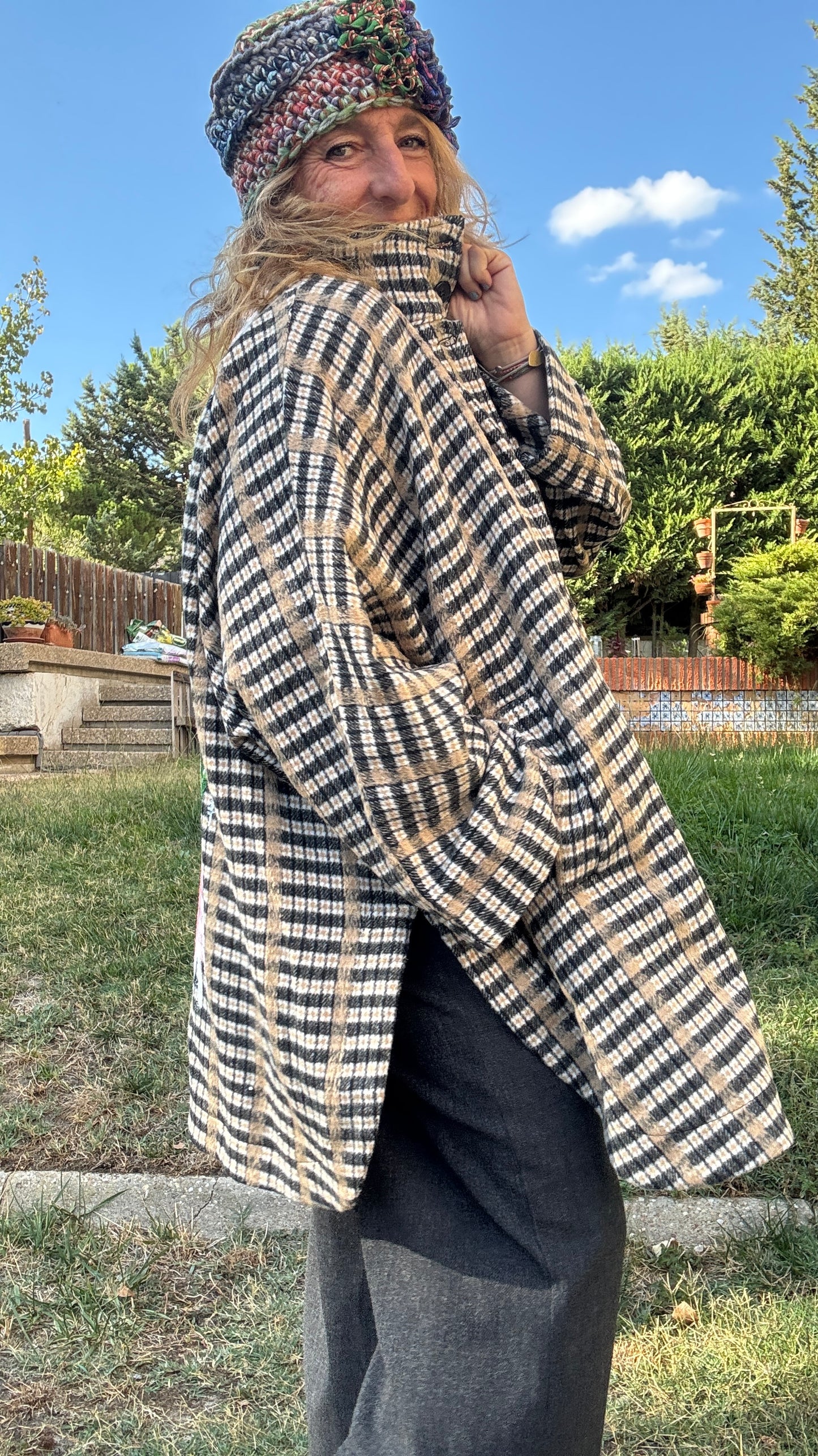 Abrigo cuadro oversize