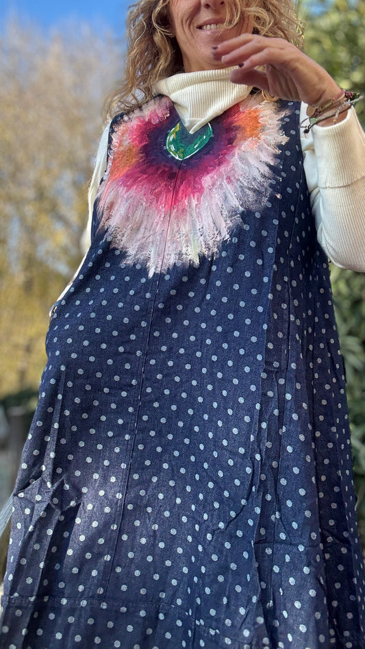 Vestido lunares denim