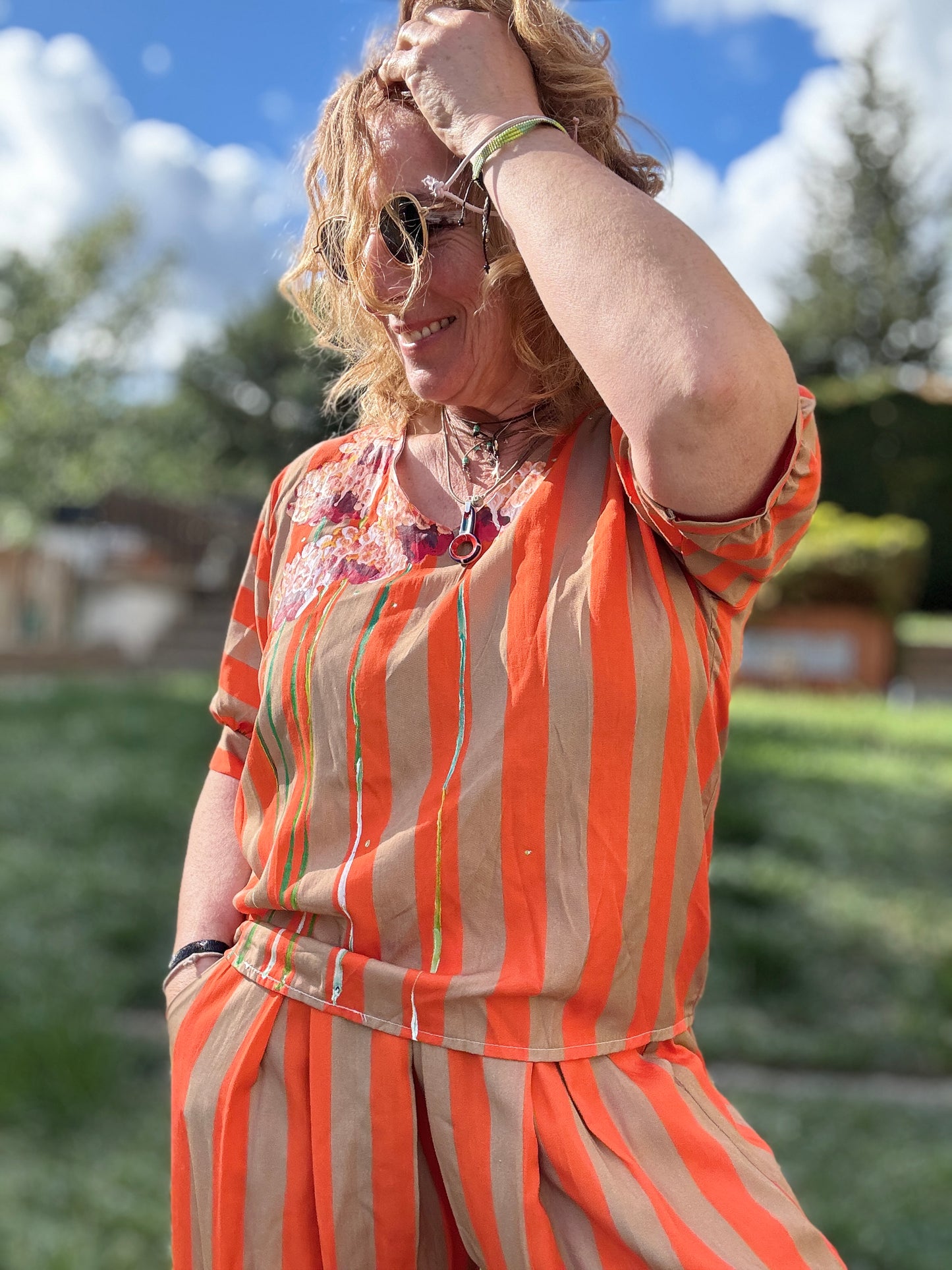 Conjunto rayas naranja