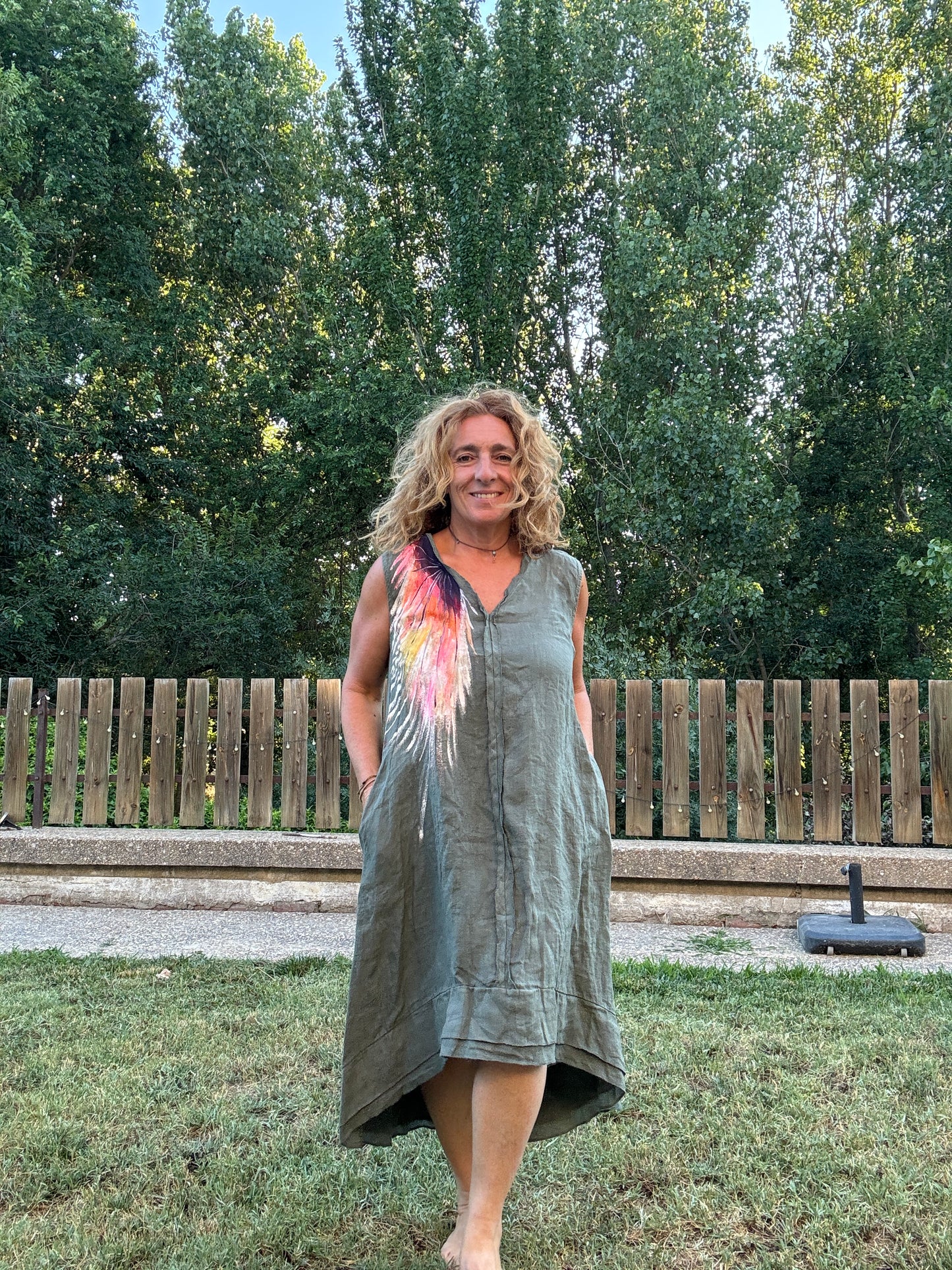 Vestido asimétrico kaki