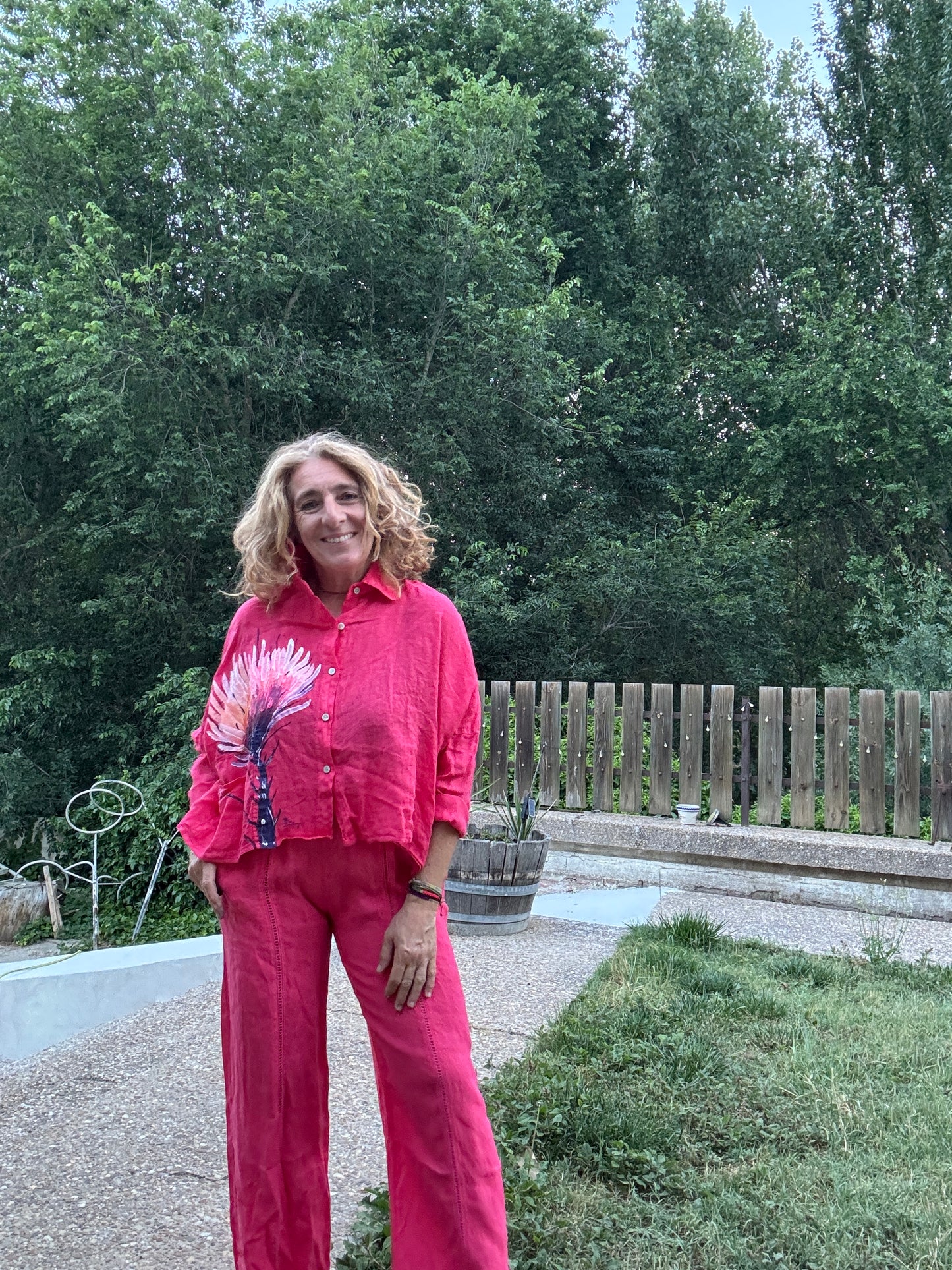 Conjunto lino  fuxia