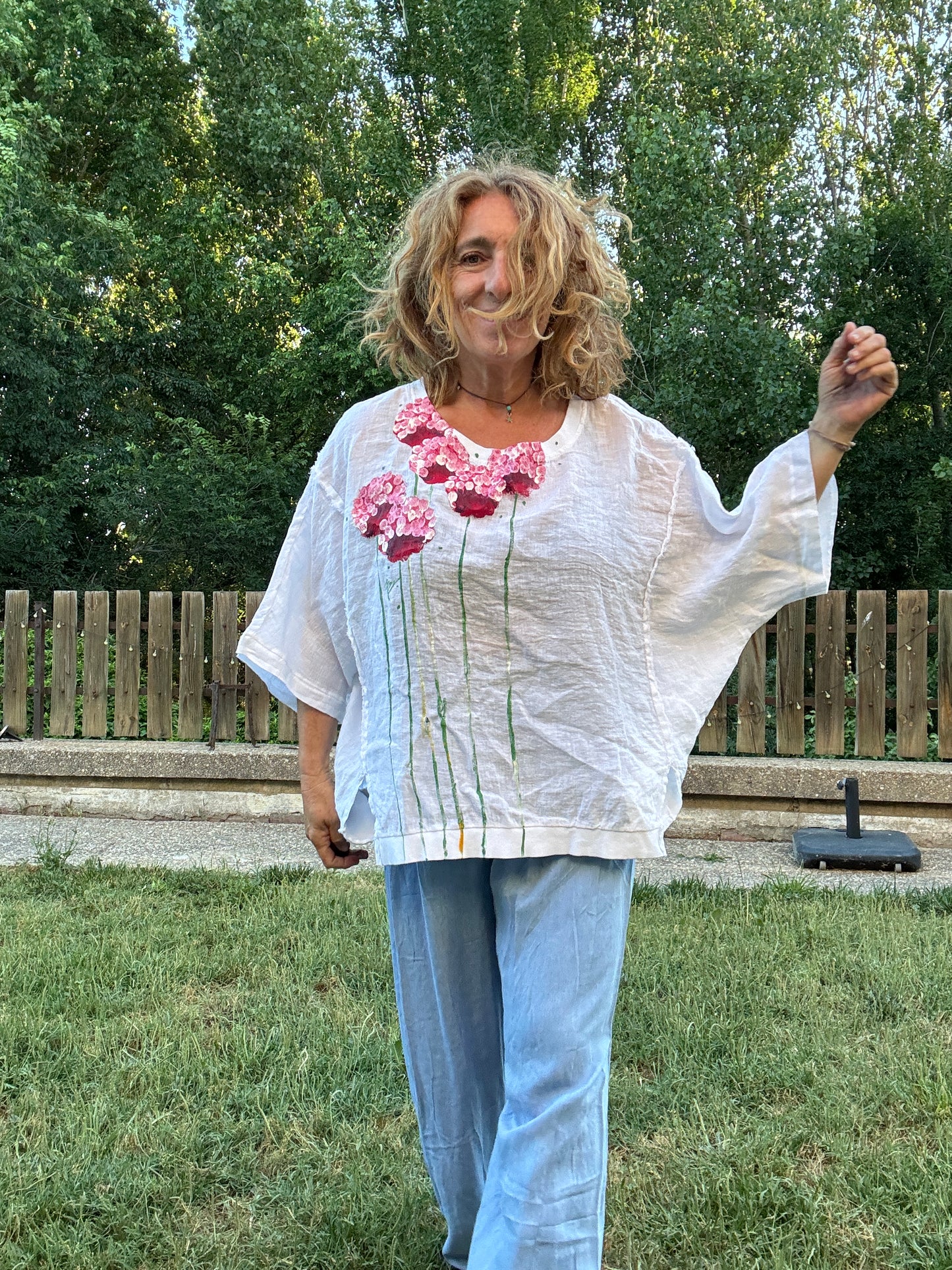 Camiseta oversize lino blanco