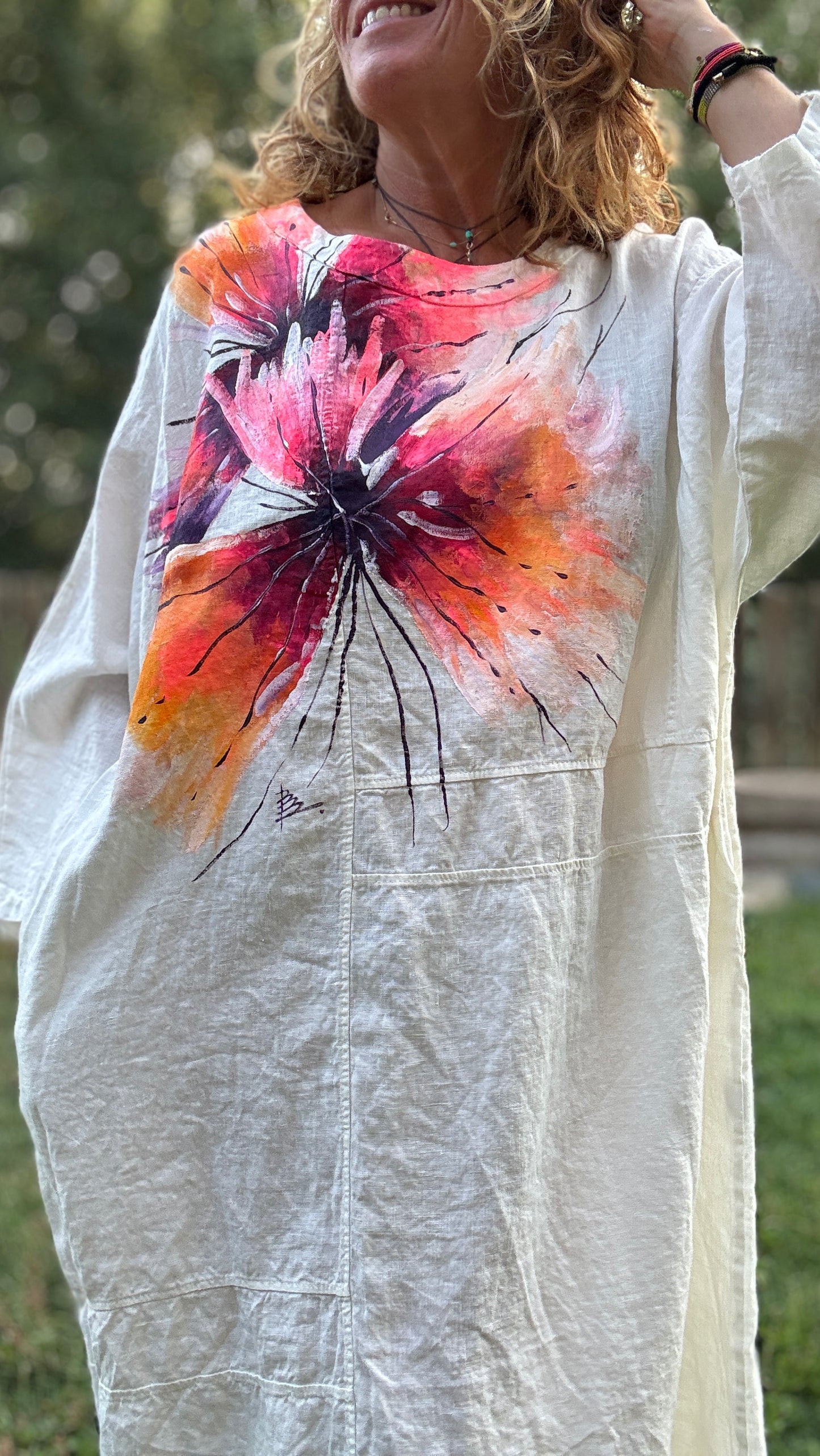 Vestido over lino crudo