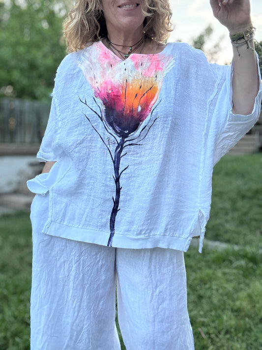 Camiseta oversize lino blanca