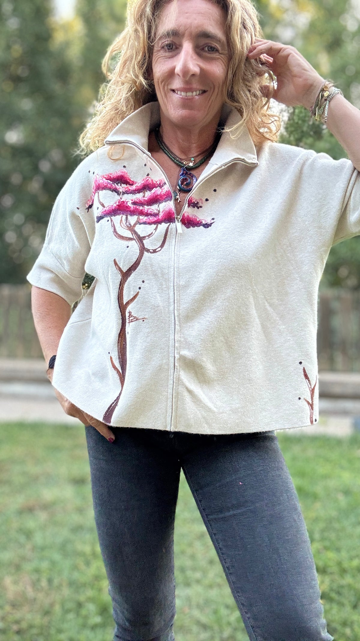 Chaqueta cremallera crudo