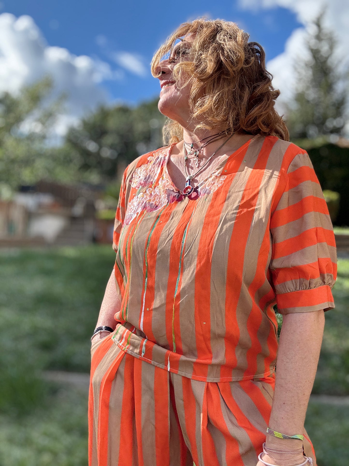 Conjunto rayas naranja