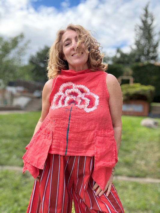 Chaleco lino coral