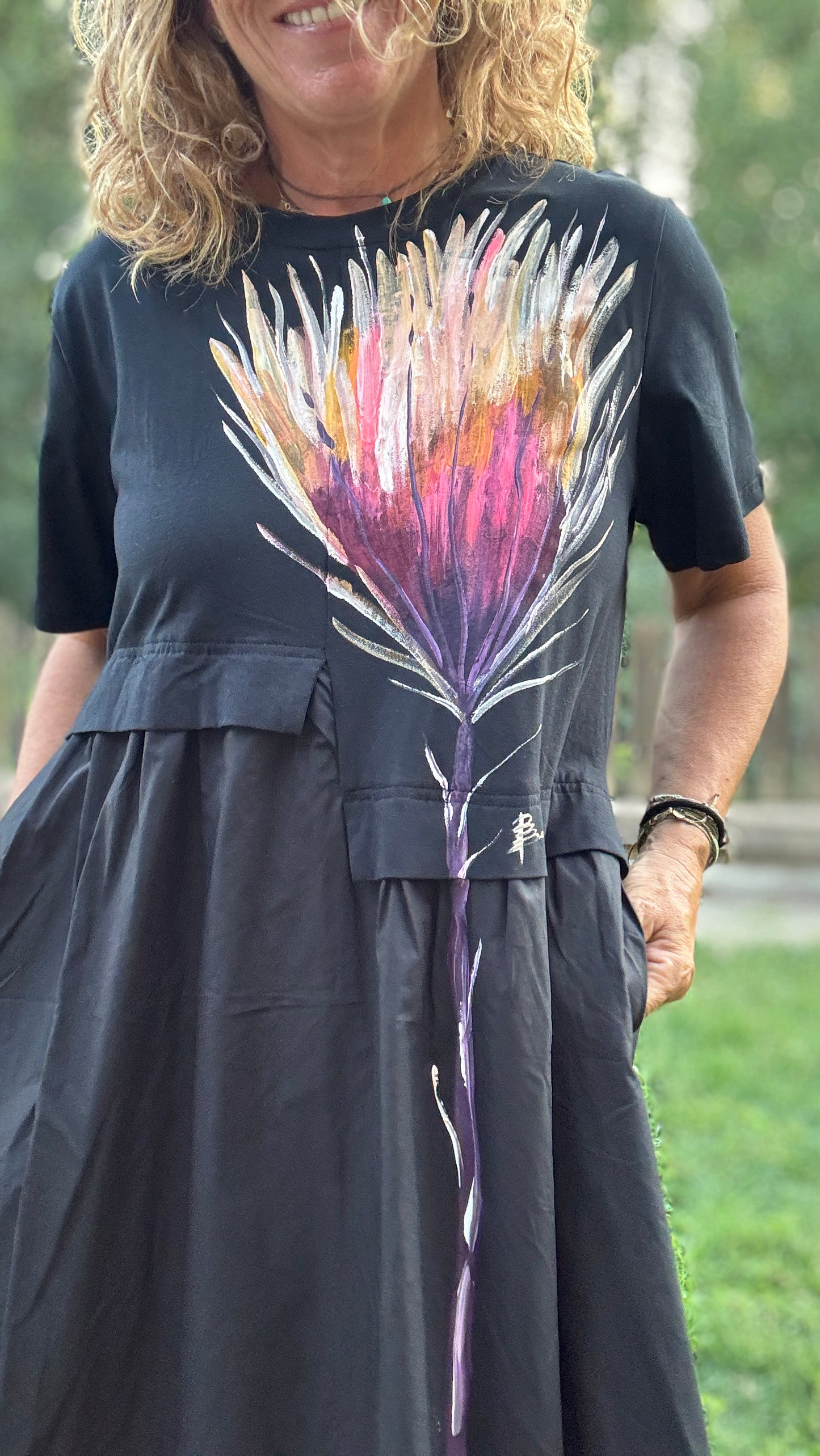 Vestido mixto negro
