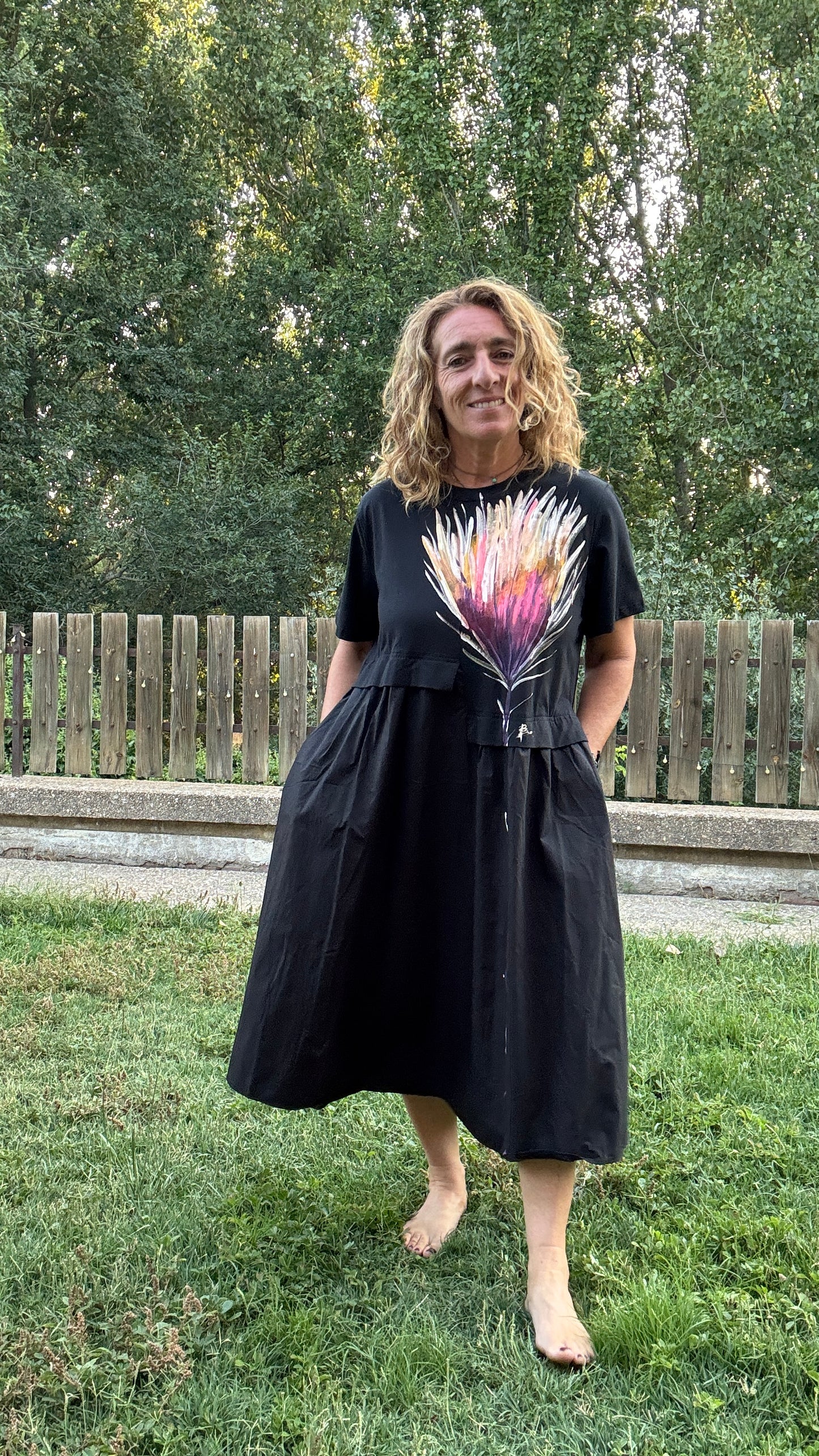Vestido mixto negro