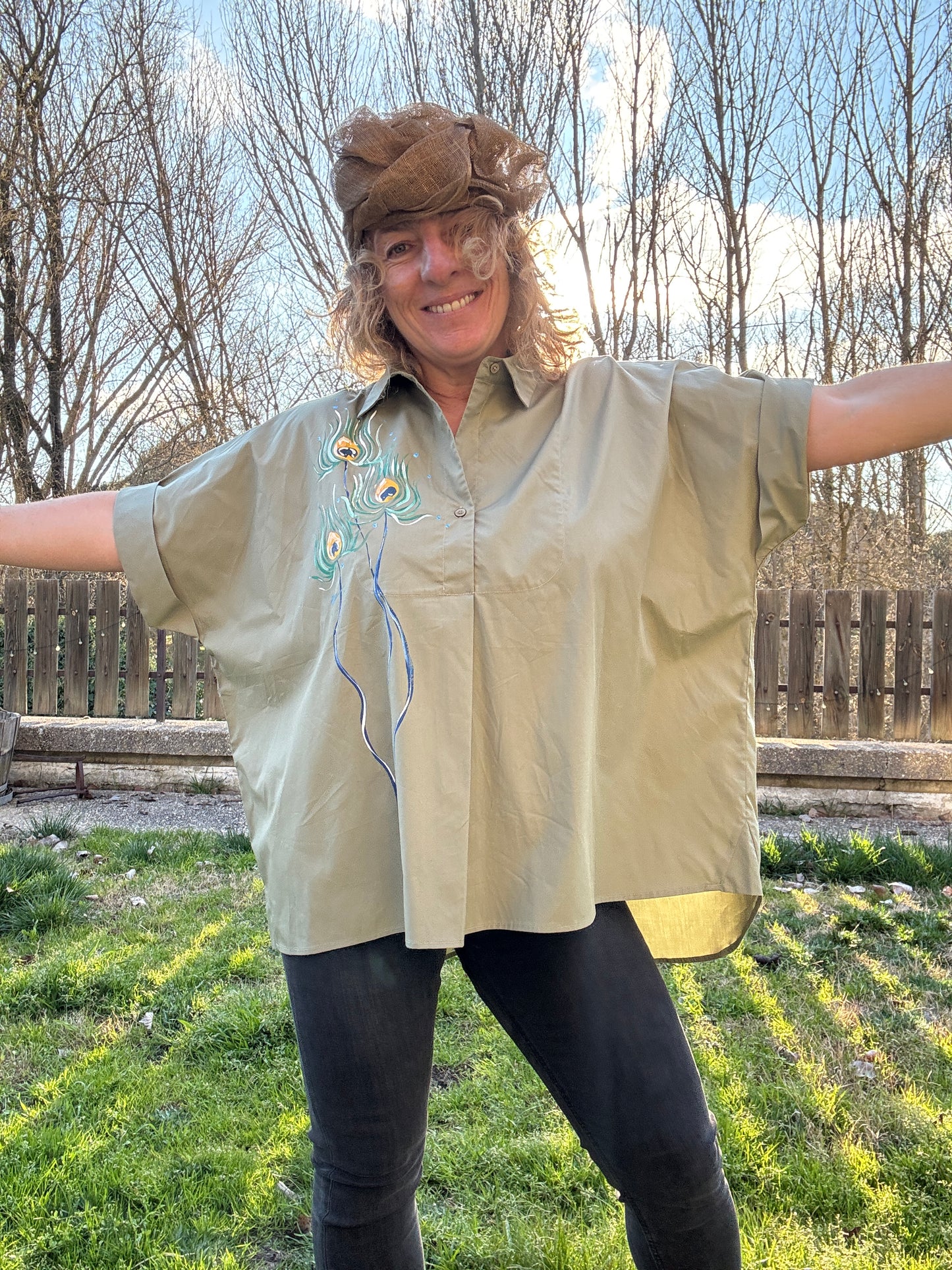 Blusa murciélago kaki