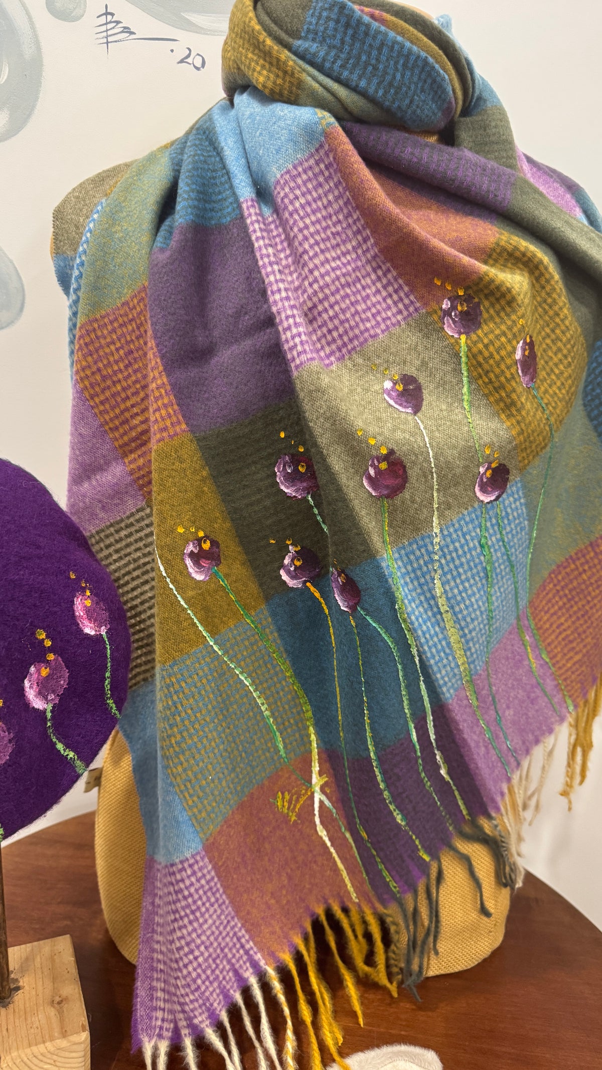 Bufanda cuadro multicolor morado
